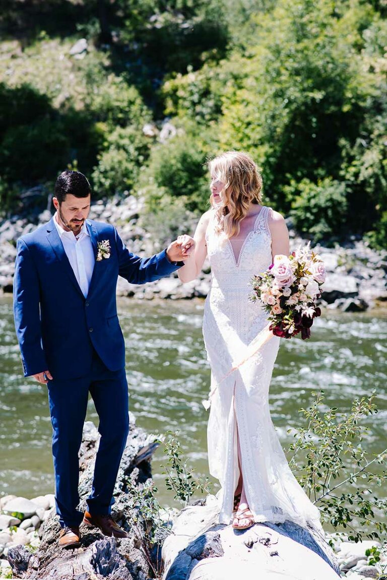 Wedding Couple Walking & Smiling